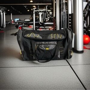 TPRC Sport Duffel Bag Black Yellow Gym Travel Carry-On Shoulder Bag